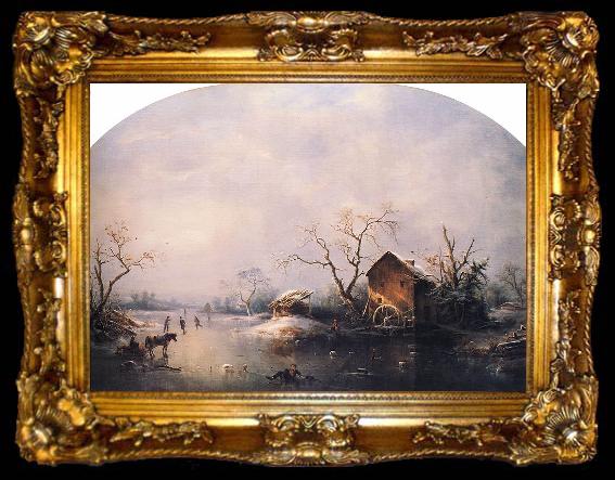framed  Regis-Francois Gignoux Winter Scene, ta009-2